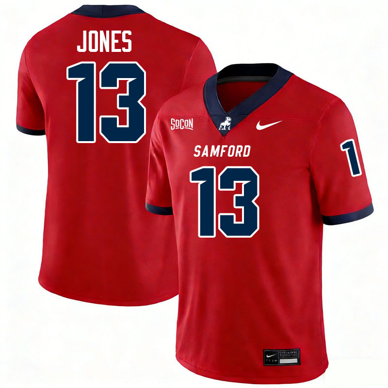 Samford Bulldogs #13 Calvin Jones College Football Jerseys,Uniforms-Red